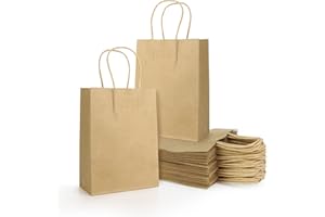 40PCS Bolsas de Papel Kraft para Regalo con Asa, Pequeñas Bolsas de Transporte para Fiesta, Compras, Comida