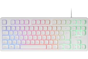 Mars Gaming MK023, Teclado Gaming TKL, Tecnología Híbrida H-Mech, Iluminación FRGB Rainbow, Anti-ghosting, Compatibilidad Uni