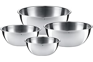 WMF Bol Gourmet - Set de 4 Cuencos de Mezcla (0,75L, 1L, 2L, 2,75L), Apìlables, Acero Inoxidable Cromargan 18/10, Apto para L