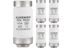 AUKENIEN D02 E18 R026 Fusibles Cerámicos en Espiral Fusible 63A 400VAC Neozed Fuse 50KA gG para Cables y Protección de Líneas