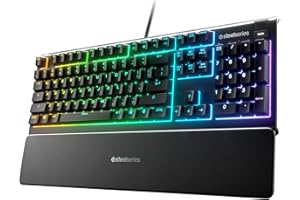 SteelSeries Apex 3 - Teclado RGB para gaming - Iluminación RGB de 10 zonas - Resistencia al agua IP32 - Reposamuñecas magnéti