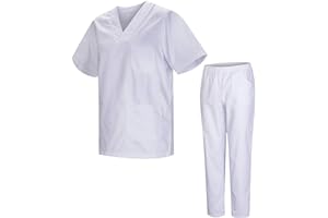 MISEMIYA - Uniforme Sanitario Unisex Uniformes Sanitarios MÉDICOS con Pantalon Blanco 817-8312-BLANCO