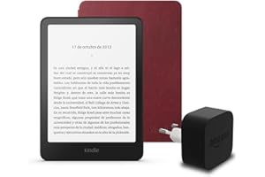 El último Kindle Paperwhite (versión 2024) de 16 GB sin anuncios, una funda de cuero Amazon Premium y un adaptador de corrien