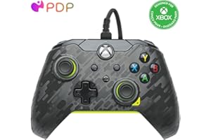 PDP Controlador de videojuegos con cable Electric Carbon para Xbox Series X|S, Gamepad, Xbox One, con licencia oficial