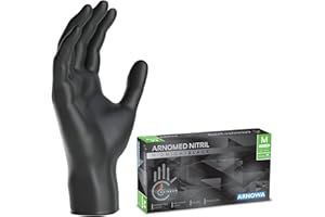 ARNOMED Guantes nitrilo negro talla M, guantes de nitrilo, caja guantes nitrilo 100 unidades, guantes negros nitrilo sin polv