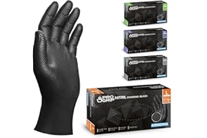 PROGRIP guantes nitrilo, guantes nitrilo talla L, guantes de nitrilo negro, 2x más gruesos, guantes de nitrilo desechables co