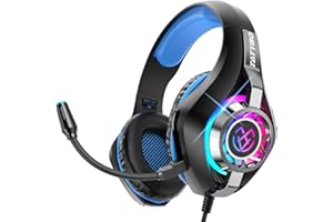 Tatybo Cascos Gaming, Auriculares con Graves Envolventes 3D, Micrófono Reducción De Ruido Y Almohadillas De Proteína, para Ps