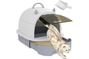 PawHut Arenero para Gatos Cubierto Caja de Arena para Gatos Arenero Cerrado para Gatos con Tapa Removible Bandeja Extraíble F