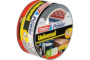 tesa Extra Power Universal, Cinta Adhesiva Americana Reforzada para Reparar, Fijar, Agrupar, Reforzar o Sellar, Negra, 10 m x