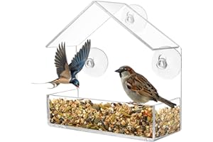 Comedero para Pájaros, Comedero Pajaros Ventana Transparente, Comedero para Pájaros Colgante con 3 Ventosas comedero para páj