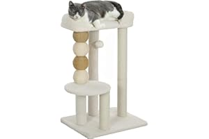 PawHut Árbol Rascador para Gatos Altura 76 cm Árbol para Gatos Torre para Gatos con Revestimiento de Borreguillo Plataformas 