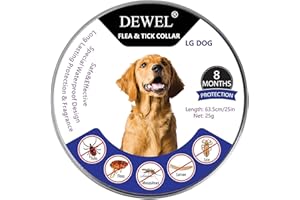 DEWEL Collar contra Pulgas y Garrapatas para Perros y Gatos Control Antipulgas 8 Meses de Protección Collar Antipulgas para P