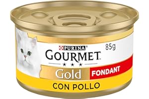 Gourmet Purina Gold Fondant Mousse con Salsa, Comida Húmeda para Gato con Pollo, 24 latas de 85g