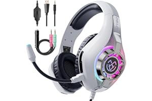 Tatybo Auriculares Gaming para Ps4 Ps5 Xbox PC, Cascos Gaming con Graves Envolventes 3D, Micrófono Reducción de Ruido