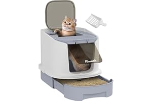 PawHut Arenero para Gatos Cubierto Caja de Arena para Gatos Arenero Cerrado para Gatos con Entrada Frontal Salida Superior Ta