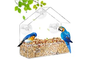 HGRGHH Comedero Pajaros Ventana, Comedero para Pájaros Exterior con 3 Ventosas, Comedero para Pájaros Acrílico Transparente, 