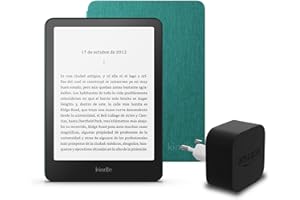 El último Kindle Paperwhite (versión 2024) de 16 GB con anuncios, una funda de tela de Amazon y un adaptador de corriente Ama