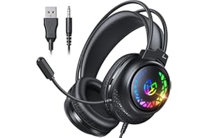 Tatybo Cascos Gaming para Ps4/Ps5/PC/Switch, Auriculares Gaming con Doble Diadema Adaptable, 3D Estéreo Sonido, Cascos con Ca