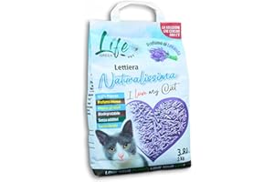 LifeGreen Arena Natural para Gatos, 2 kg, Lavanda, con Fibra de Guisante y almidón de maíz, Vegetal, Biodegradable, aglutinan