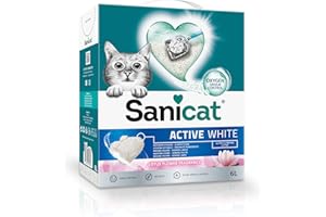 Sanicat - Arena Aglomerante Active White con Flor de Loto, Hecha de minerales naturales con control de olor garantizado, Abso