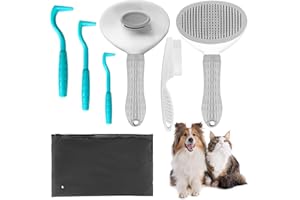 KUKIS SHOP® Cepillo para Perros y Gatos | Cepillo para Pelo Corto y Largo | Peine Antipulgas y Pinzas para Garrapatas de Rega