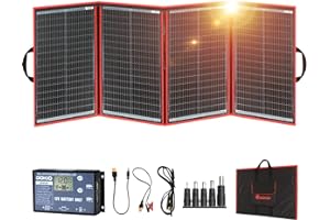 DOKIO Panel Solar Portatil 200W 18V Kit Monocristalino (Alta Eficiencia) con regulador de carga solar y cable fotovoltaico pa