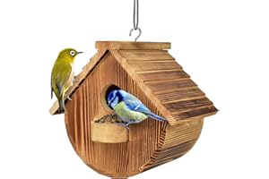 Casas para pájaros para exteriores, casa de madera para pájaros con poste para pinzón cardenales de pájaros azules colgante, 