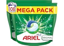 ARIEL PODS Todo en 1 Detergente Lavadora Liquido en Capsulas/Pastillas, 108 Lavados, Original, Jabon 5 Acciones para una Limp