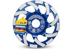 S&R Muela Diamante 125mm. Disco Desbaste diamantado de Lijar Hormigón Ladrillo Albañilería Granito Piedra Yeso Enlucido Calid