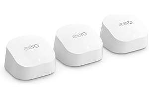 Amazon eero 6+ mesh wifi system - Supports internet plans up to a Gigabit, Coverage up to 4,500 sq. ft., Connect 75+ devices,