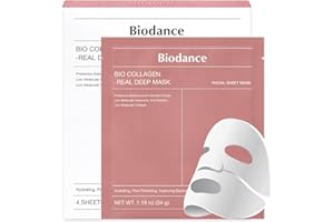 BIODANCE Bio-Collagen Real Deep Mask, Hydrating Overnight Hydrogel Mask, Pore Minimizing, Elasticity Improvement, 34g x4ea