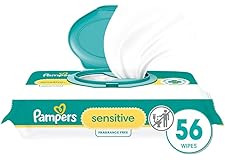 Pampers Sensitive Baby Wipes, Water Based, Hypoallergenic and Unscented, 1 Flip-Top Pack (56 Wipes Total)