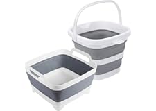 MontNorth Collapsible Basin Bucket,9L Collapsible Dishpan with Drain Plug for Kitchen Sink,5L Portable Foldable Small Plastic