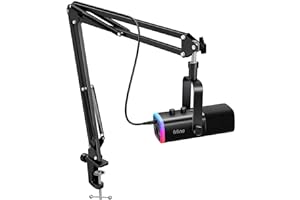 FIFINE XLR/USB Gaming Microphone Set, Dynamic PC Mic for Streaming Podcasting, Computer RGB Mic Kit with Boom Arm Stand, Mute