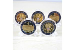 5 Pack Donald Trump Gold Plated Coin, Seal of The President Challenge Coins, Commemorative Gift with Case and Stand