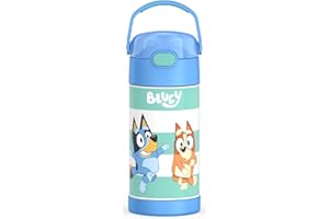 THERMOS FUNTAINER Water Bottle with Straw - 12 Ounce, Bluey - Kids Stainless Steel Vacuum Insulated Water Bottle with Lid