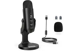 ZealSound USB Microphone,Condenser Computer PC Mic,Plug&Play Gaming Microphones for PS 4&5.Headphone Output&Volume Control,Mi