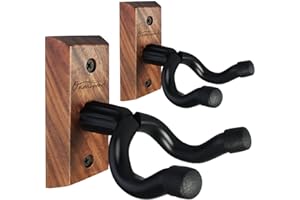 Guitar Wall Mount 2 Pack, Black Walnut Wood Guitar Hanger, U-Shaped Guitar Wall Hanger Mount, Guitar Holder Hook Stand Wall f