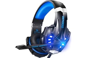 BENGOO G9000 Stereo Gaming Headset for PS4 PC Xbox One PS5 Controller, Noise Cancelling Over Ear Headphones with Mic, LED Lig