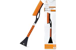 EcoNour 27" Aluminum Snow Brush with Ice Scrapers for Car Windshield and Window | Car Snow Scraper and Brush with Ergonomic F