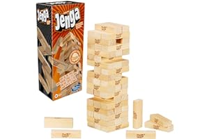 Hasbro Gaming Jenga Classic Game with Genuine Hardwood Blocks,Stacking Tower Game for 1 or More Players,Kids Ages 6 and Up