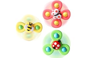 ALASOU 3PCS Suction Cup Spinner Toys for 1 Year Old Boy Girl|Spinning Top Baby Toys 12 18 Months|1 2 Year Old Boy Birthday Gi