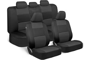 BDK PolyPro Car Seat Covers Full Set in Charcoal on Black – Front and Rear Split Bench for Cars, Easy to Install Cover Set, A