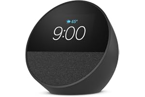 Amazon Echo Spot (2024 release), Smart alarm clock with vibrant sound + Alexa, Black