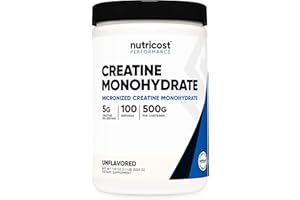 Nutricost Creatine Monohydrate Micronized Powder 500G, 5000mg Per Serv (5g) - 100 Servings, 17.9 Oz