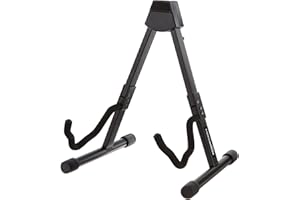 Amazon Basics Adjustable Guitar Folding A-Shape Frame Stand for Acoustic and Electric Guitars with Non-Slip Rubber and Soft F