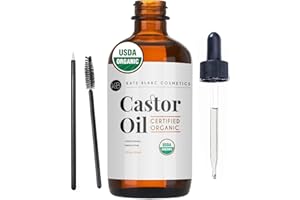 Kate Blanc Cosmetics Castor Oil Organic (2oz), 100% Pure, Cold Pressed, Hexane Free. Stimulate Growth for Hair, Eyelashes, Ey