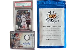 High Cheese Baseball Card Walk Off Mystery Pack, 2 Cards, 1 PSA Graded Card and 1 Autograph or Relic ungraded Card.