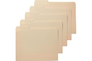 Amazon Basics 1/3-Cut Tab, Assorted Positions File Folders, Letter Size, Manila - Pack of 100