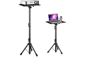 DECOSIS Projector Stand Tripod from 23" to 46", Laptop Tripod Stand Height Adjustable with Gooseneck Phone Holder, Laptop Flo